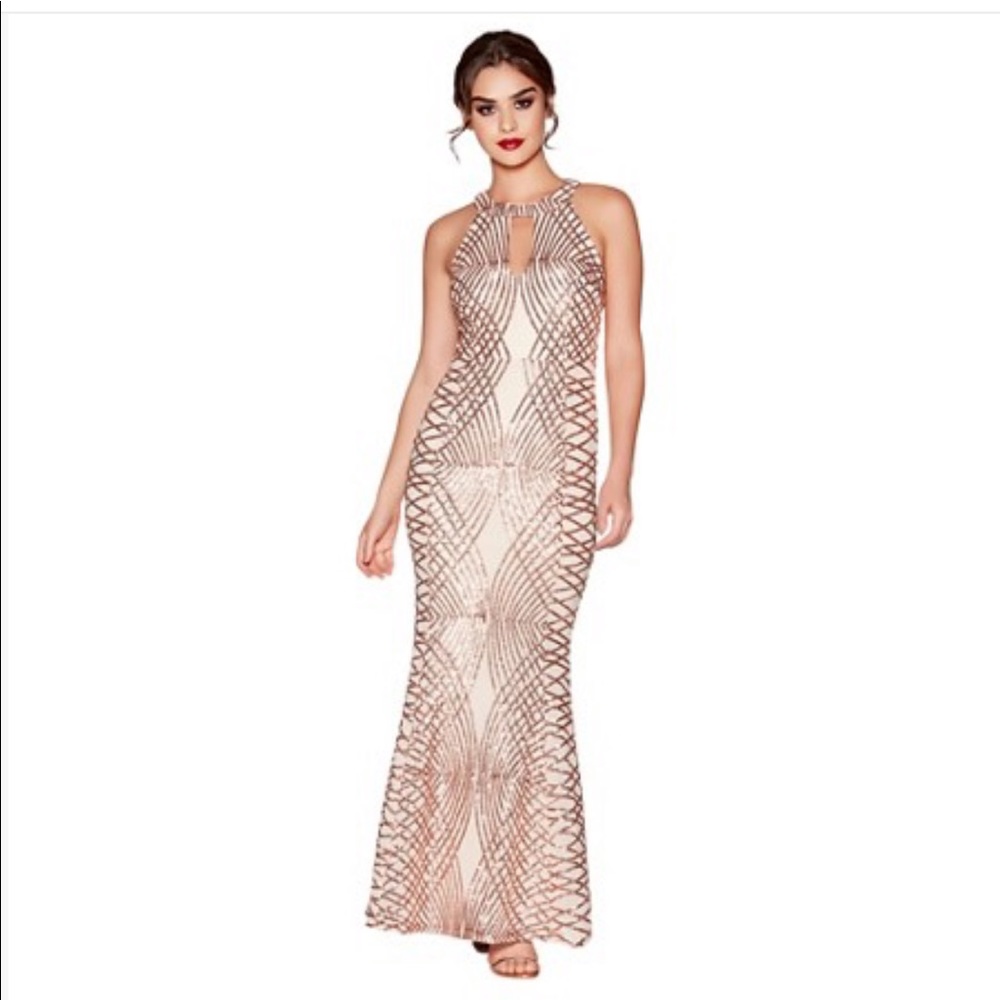 Quiz - Rose Gold Sequin Maxi Dress